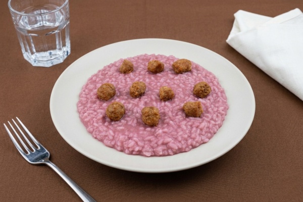 Risotto con cavolo viola e bocconcini di salsiccia